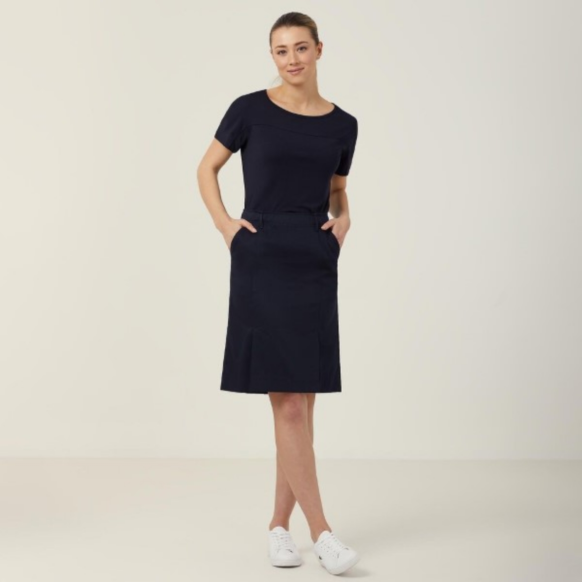 Picture of NNT Ladies Poly Viscose Gaberdine Flex Waist Pleat Skirt